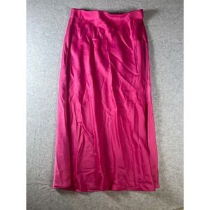 Rachel Zoe Satin Maxi Skirt Fuchsia Pink High Waist Slit Size 2